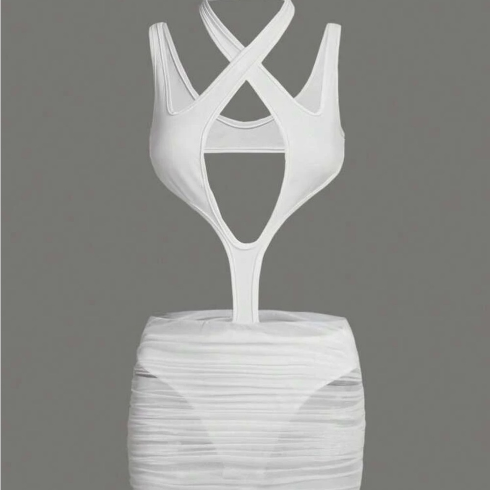 White Bodysuit and bodycon skirt